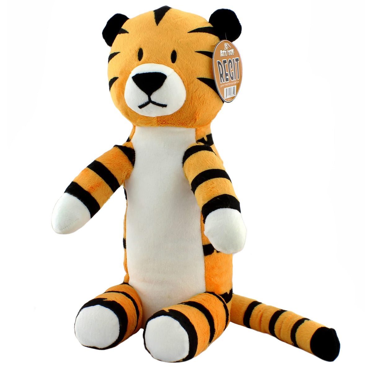 Attatoy Regit Plush Tiger Toy — 17-Inch Striped Sitting Stuffed Animal