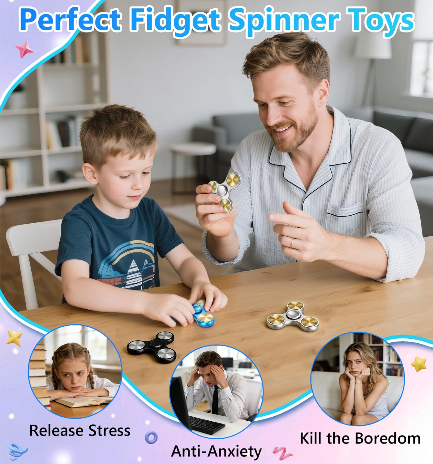 ATESSON Fidget Spinner — Ultra Durable Stainless Steel Bearing, High-Speed Precision