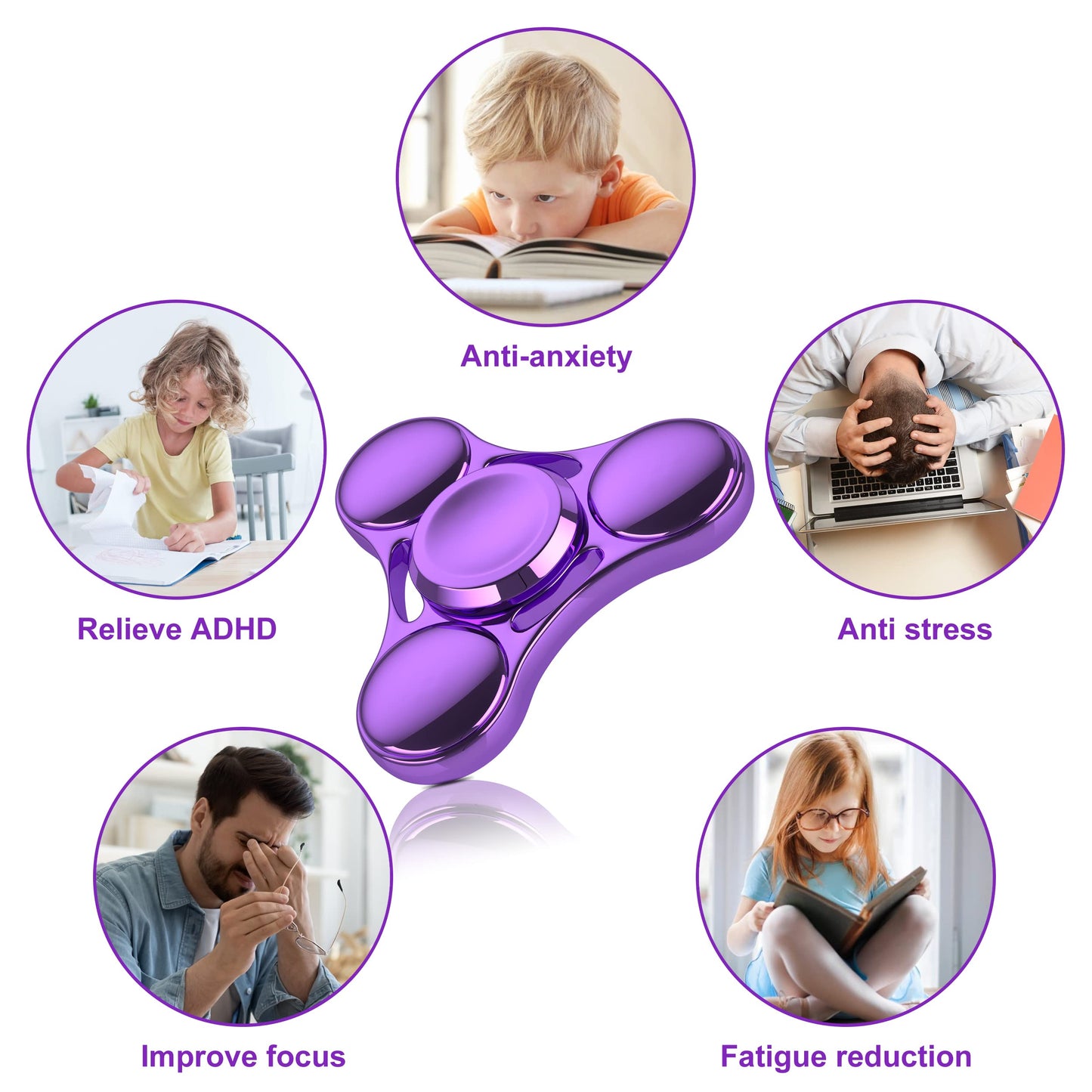 ATESSON Fidget Spinner – Ultra Durable Stainless Steel Bearing, High-Speed Brass Spinner for Focus