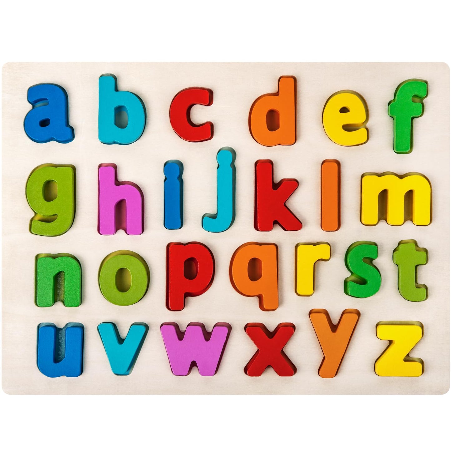 Attmu Alphabet Puzzle for Toddlers – Wooden ABC Puzzle Board & Letter Blocks (3-5 Years)