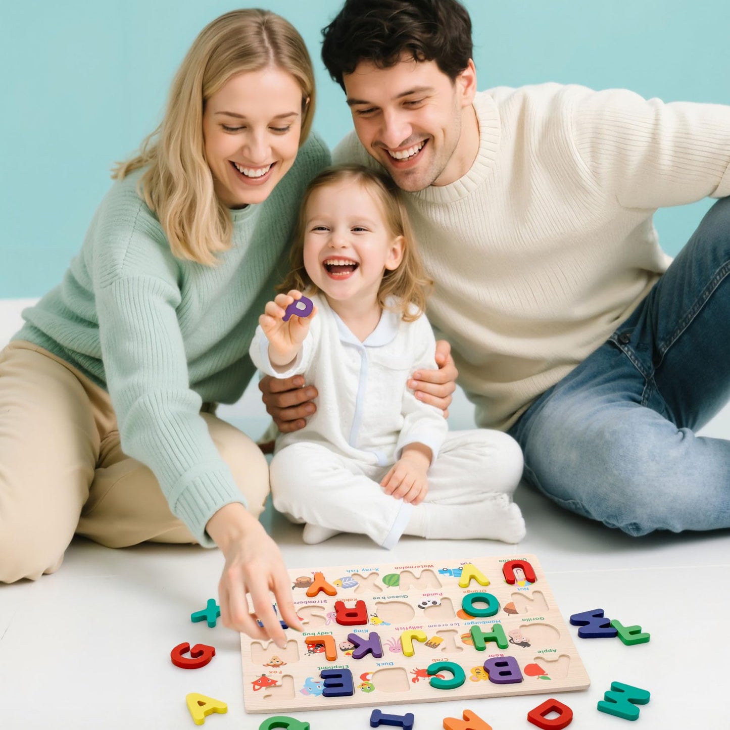 Attmu Alphabet Puzzle - Wooden ABC Learning Toy for Toddlers 3-5