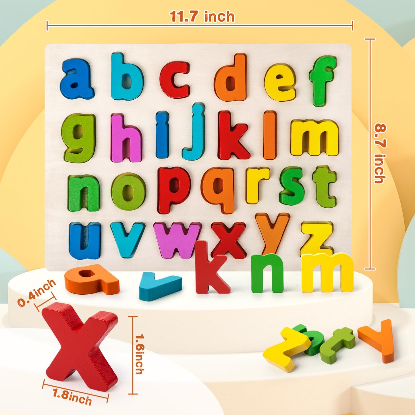 Attmu Alphabet Puzzle for Toddlers – Wooden ABC Puzzle Board & Letter Blocks (3-5 Years)