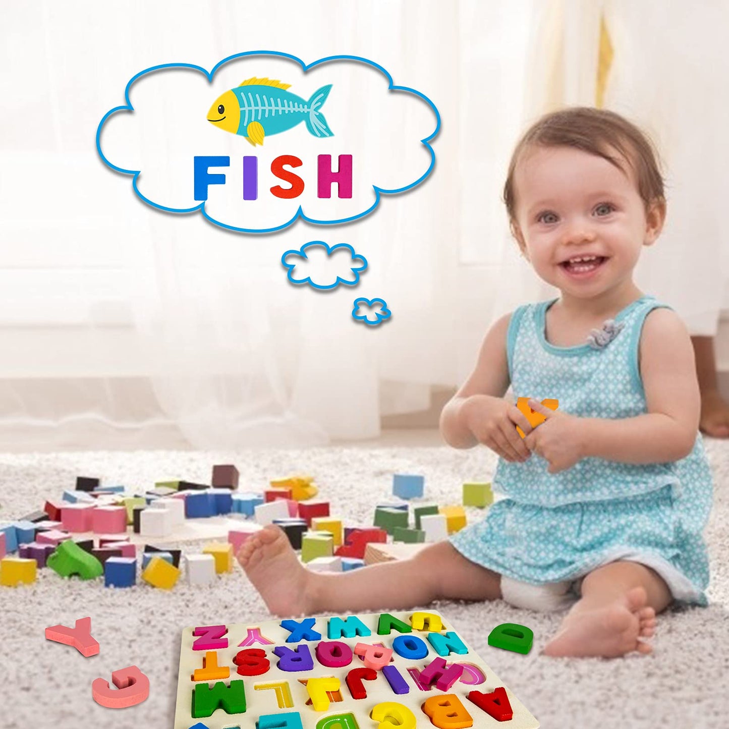 Attmu Alphabet Puzzles — Wooden ABC Puzzle for Toddlers