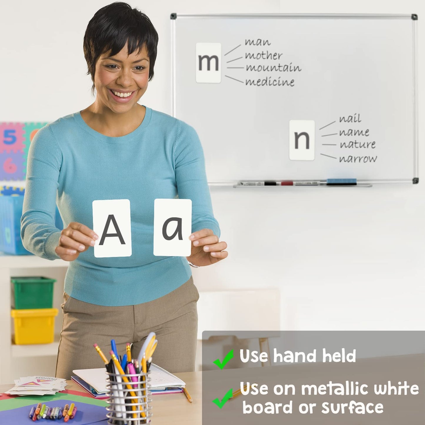 Attractivia Magnetic Big Alphabet ABC Flash Cards – 52 Large Letters (Upper & Lowercase)