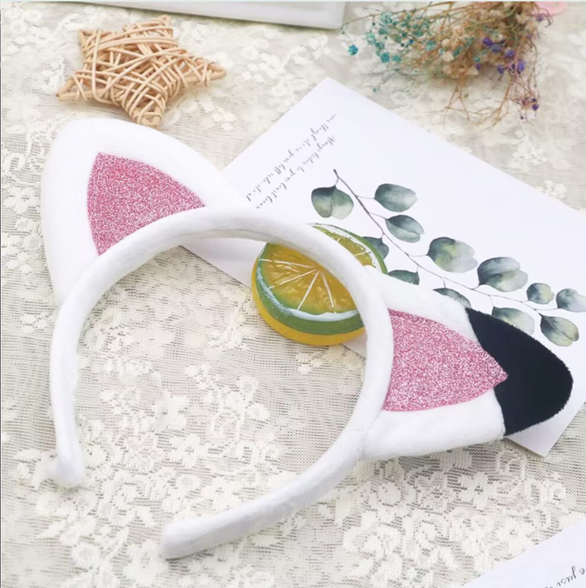 Atvscay Cat Ears Headband – Shiny Flannelette Hair Hoop for Girls | Elastic, Handmade