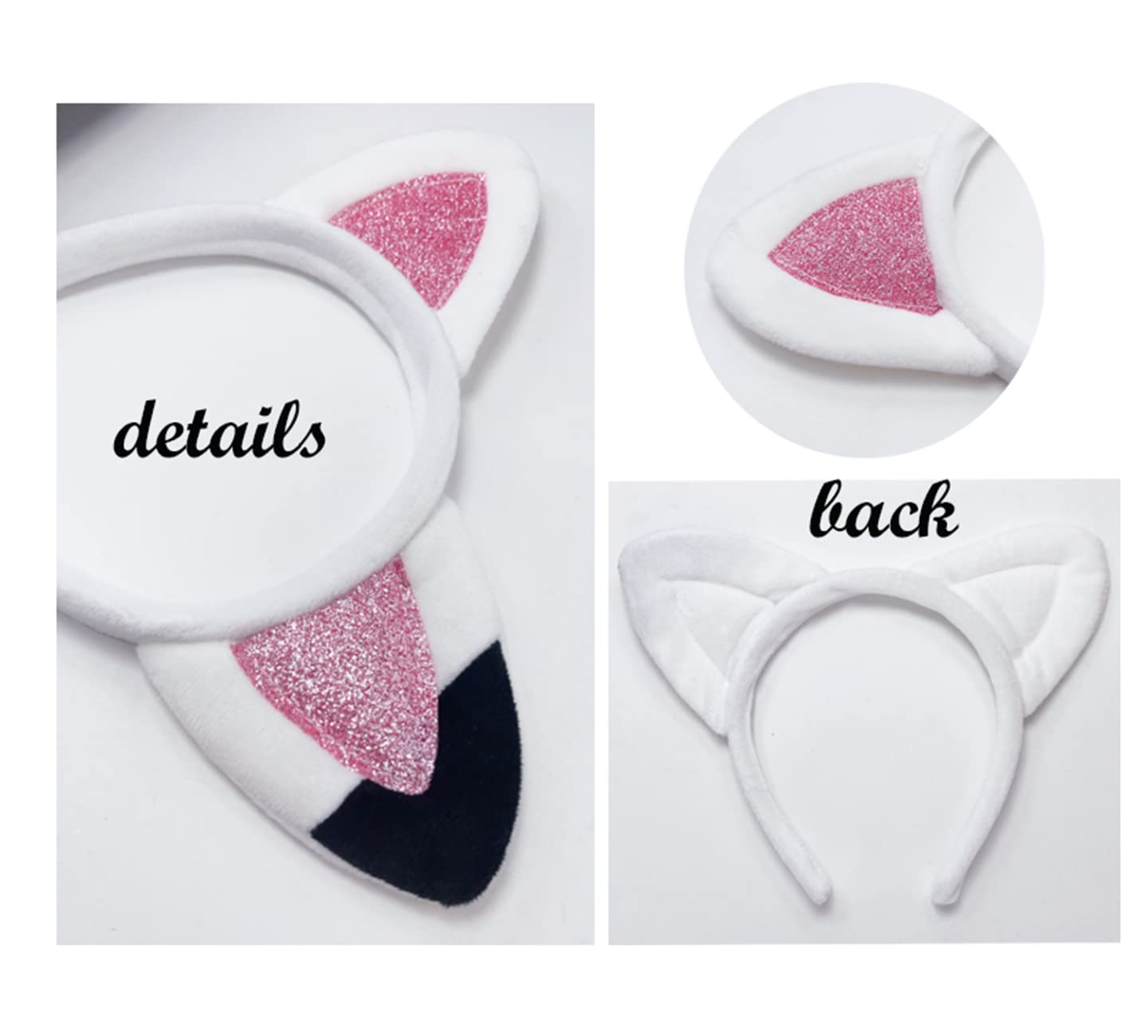 Atvscay Cat Ears Headband – Shiny Flannelette Hair Hoop for Girls | Elastic, Handmade