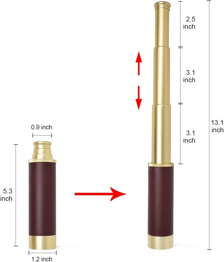 Aubric Pirate Spyglass & Treasure Map Set for Kids | 25x30 Zoom Monocular with Golden Compass