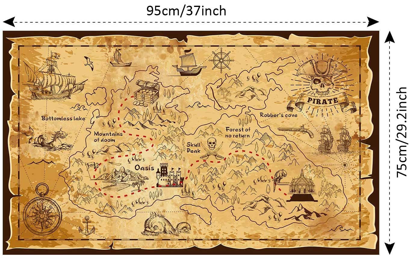 Aubric Pirate Spyglass & Treasure Map Set for Kids | 25x30 Zoom Monocular with Golden Compass