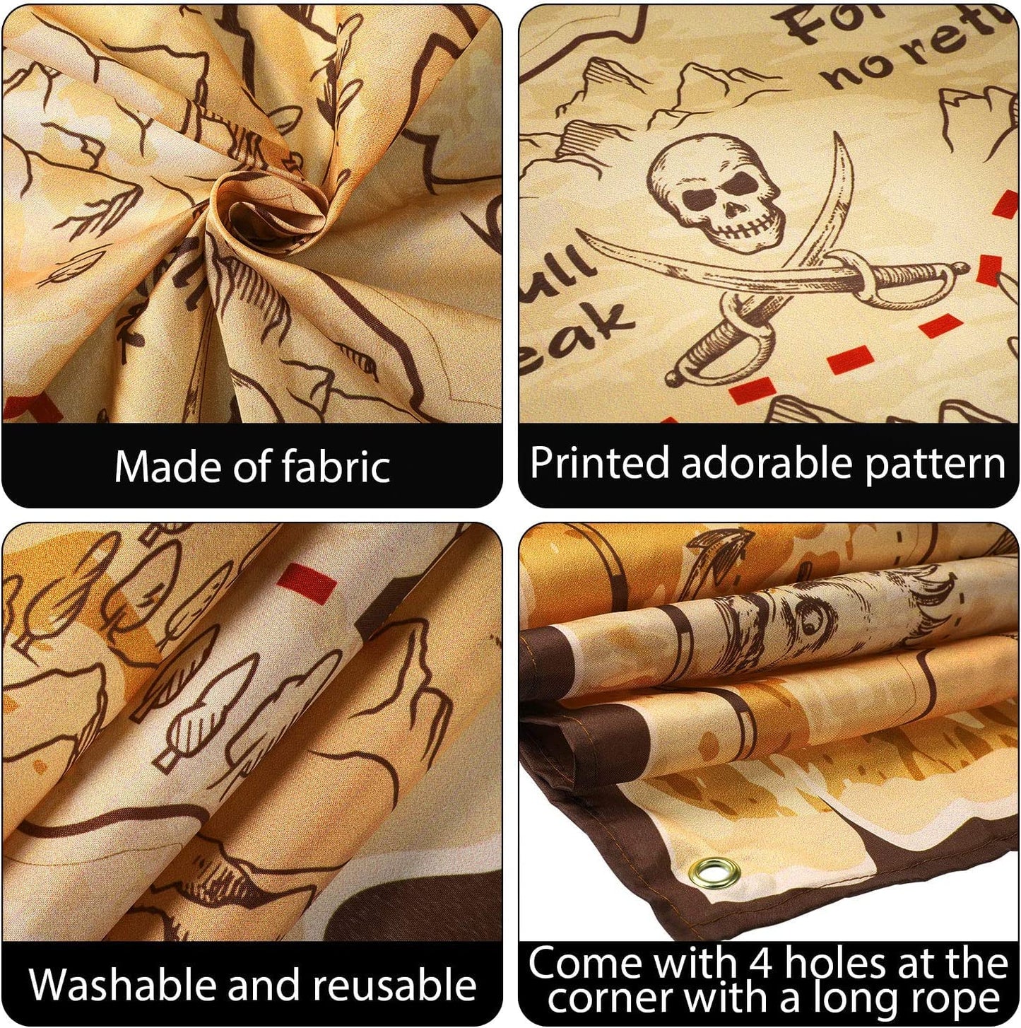 Aubric Pirate Spyglass & Treasure Map Set for Kids | 25x30 Zoom Monocular with Golden Compass