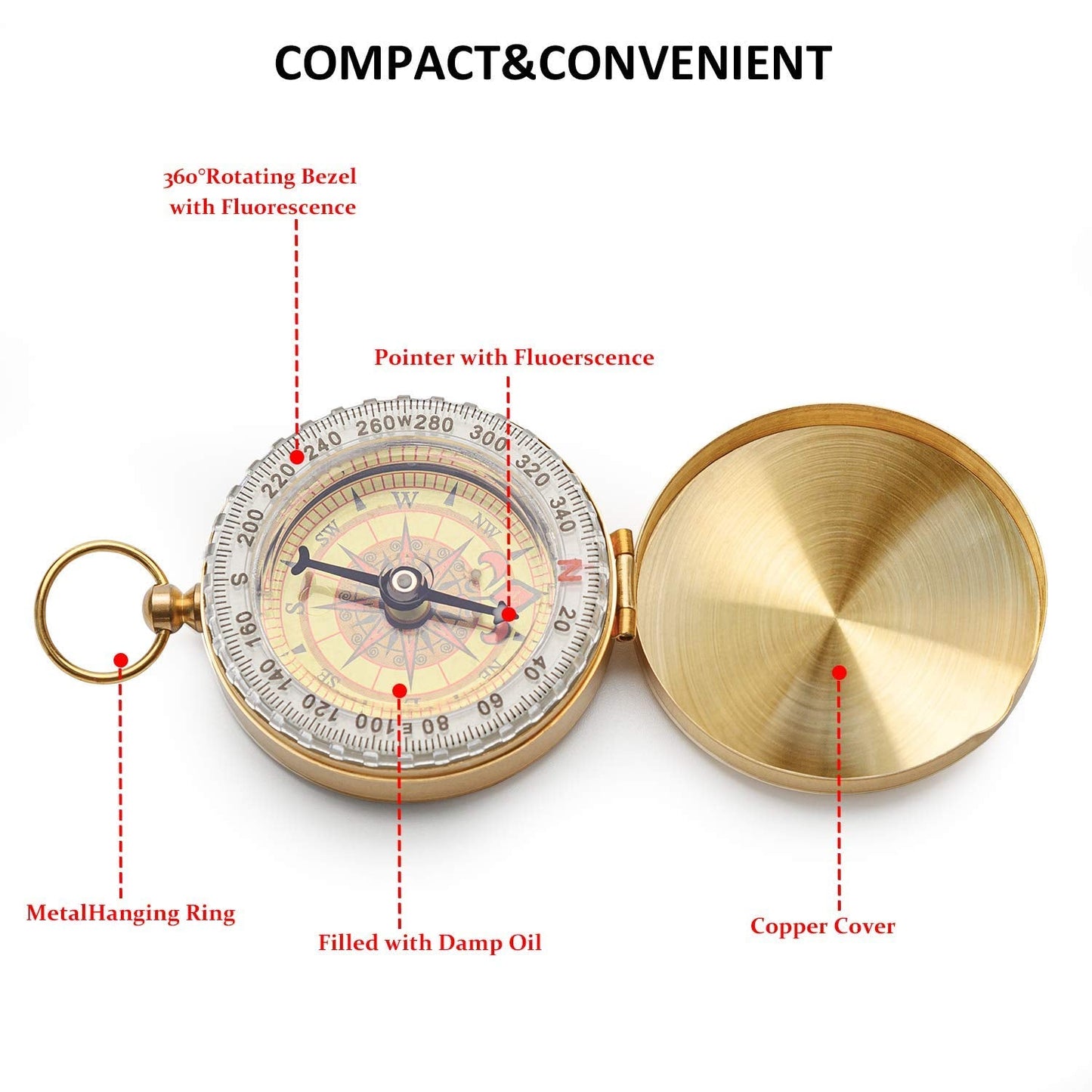 Aubric Retro Pirate Telescope 25x30 — Brass Spyglass and Compass
