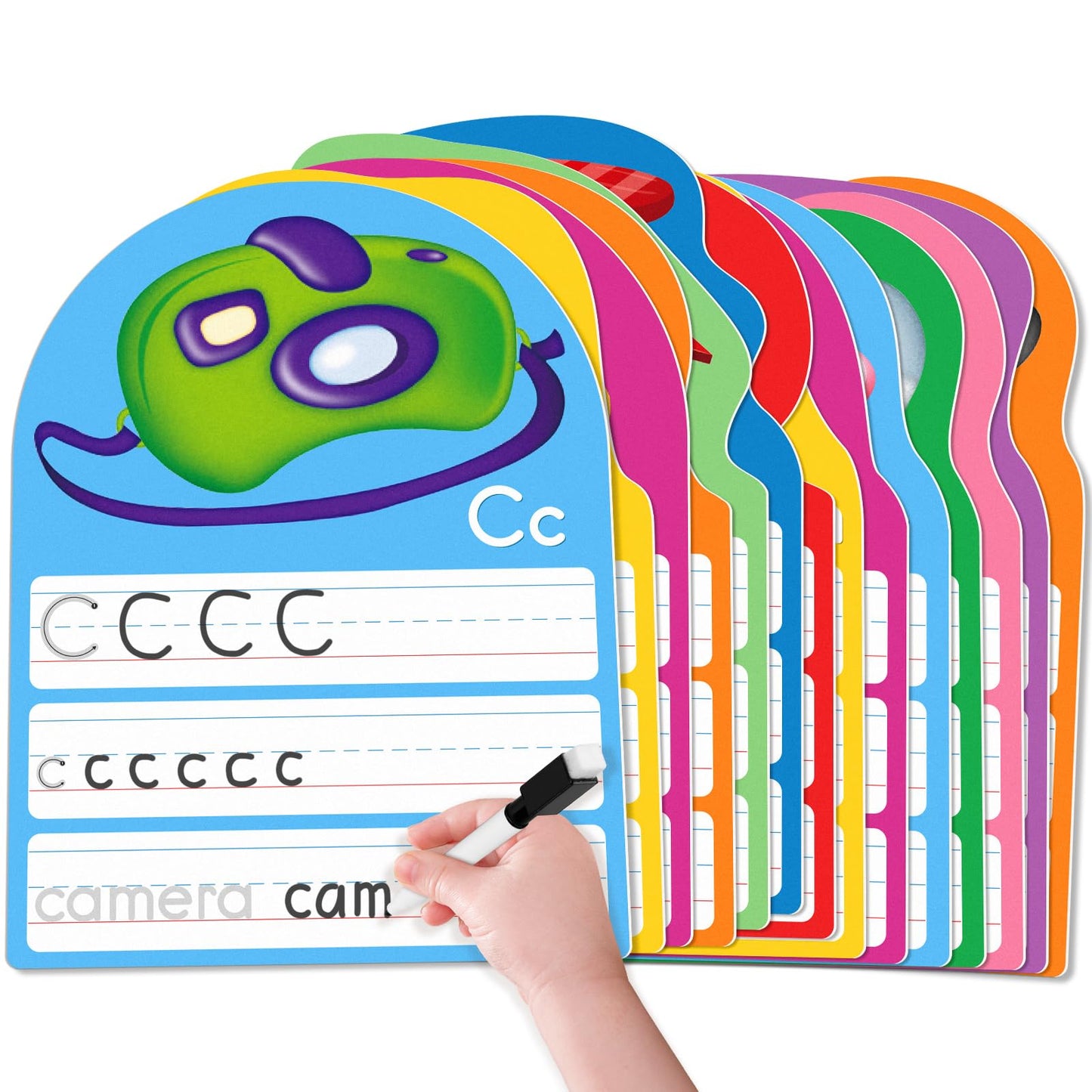 Auchq Alphabet Writing Practice Cards – Double-Sided Letter Tracing for Kids (13 Cards)