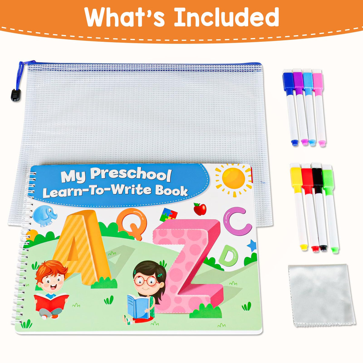 Auchq Preschool Learning Activities Workbook – Alphabet & Number Tracing Kit