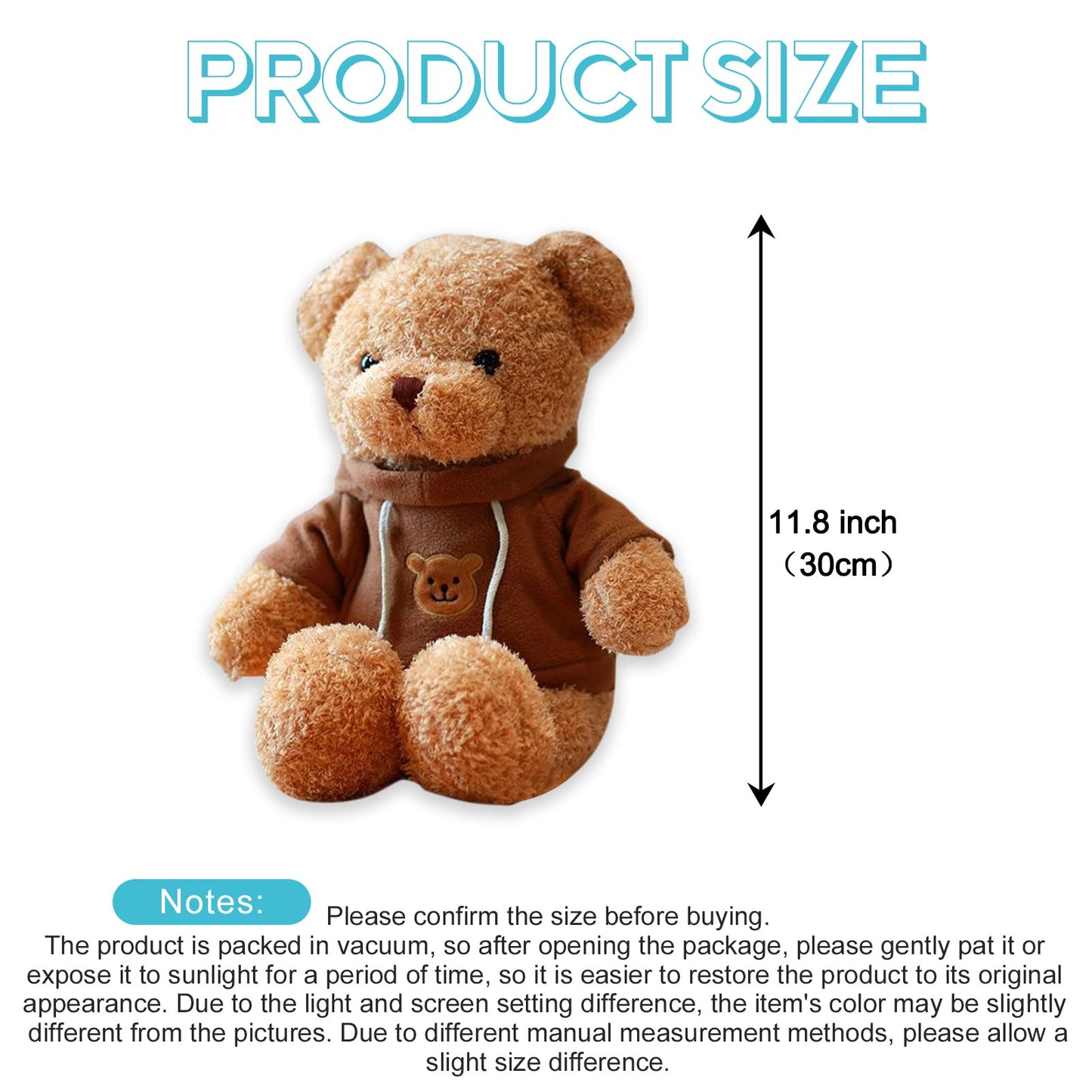 AUCOOMA Teddy Bear Plush – 11.8-Inch Hoodie Bear | Soft Stuffed Toy Gift for Kids