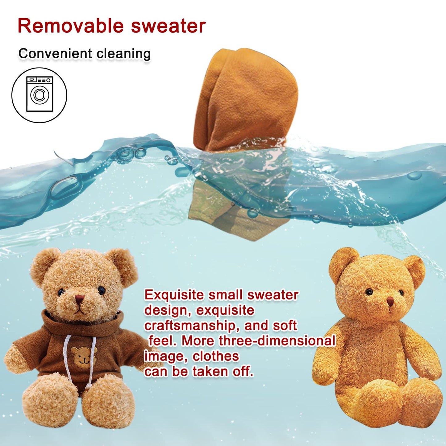 AUCOOMA Teddy Bear Plush – 11.8-Inch Hoodie Bear | Soft Stuffed Toy Gift for Kids