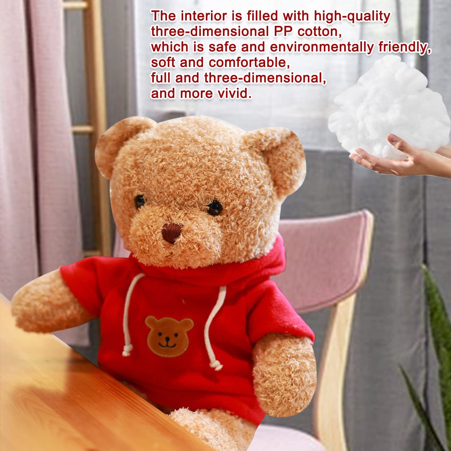 AUCOOMA Teddy Bear Plush – 11.8-Inch Red Hoodie Bear for Kids | Cozy Plush Toy Gift