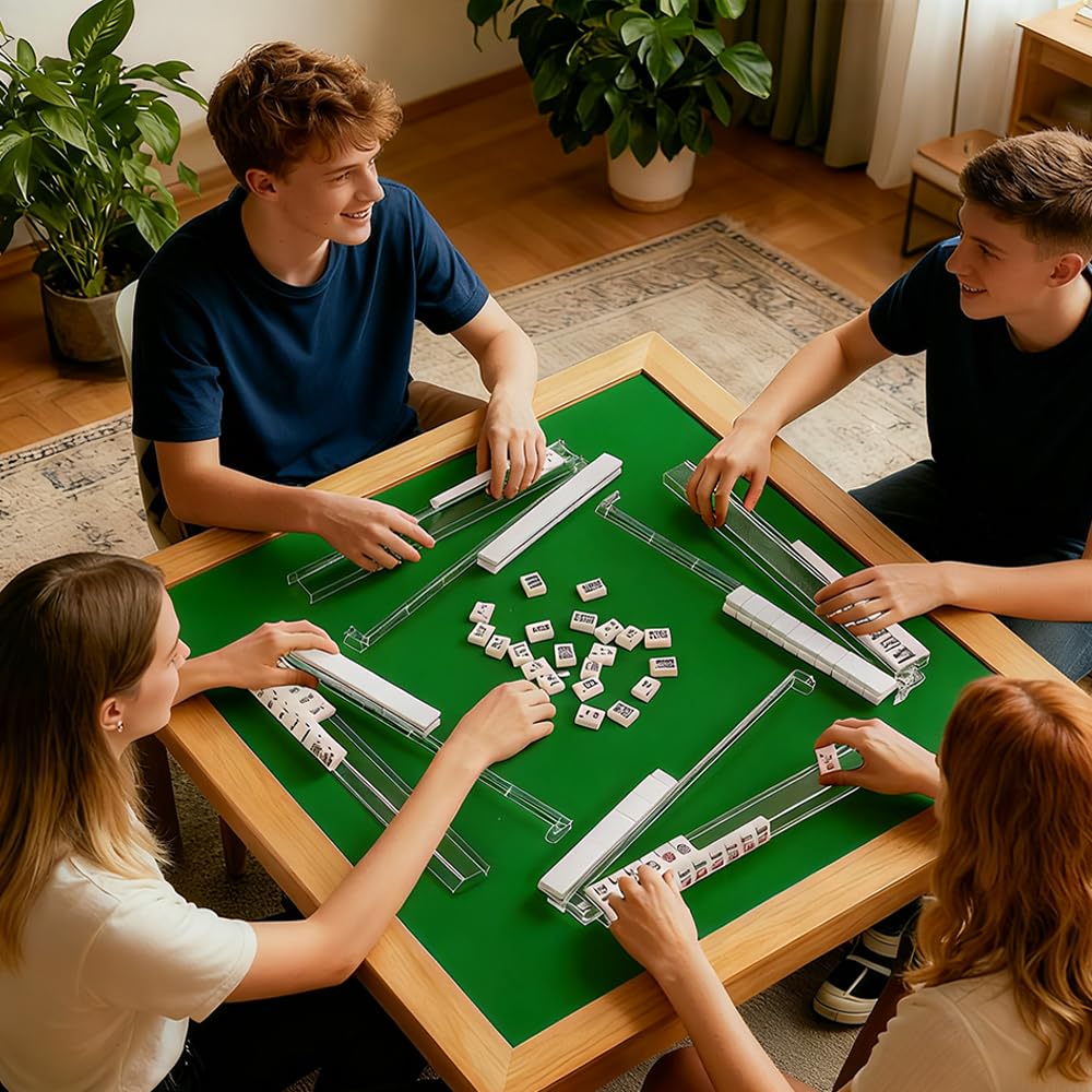 Aucuda Mahjong Racks with Pushers – 4-Piece Acrylic Shuffler Set (18.5 inch) for American Mah Jongg