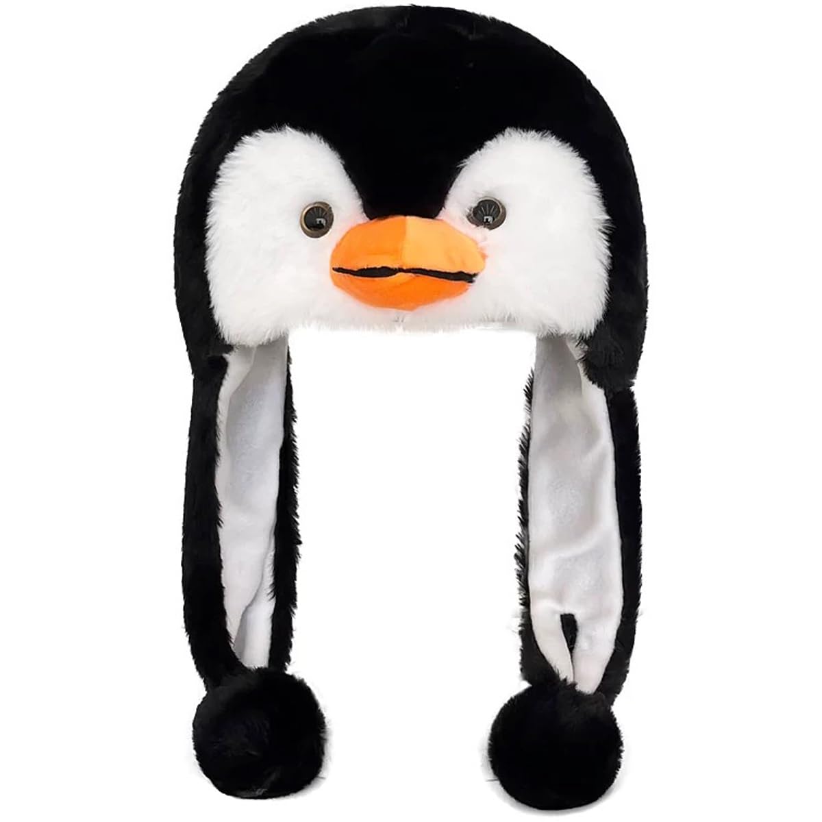 Audaisyly Funny Plush Animal Hat – Penguin Fleece Ear Flap Hat for Kids & Adults