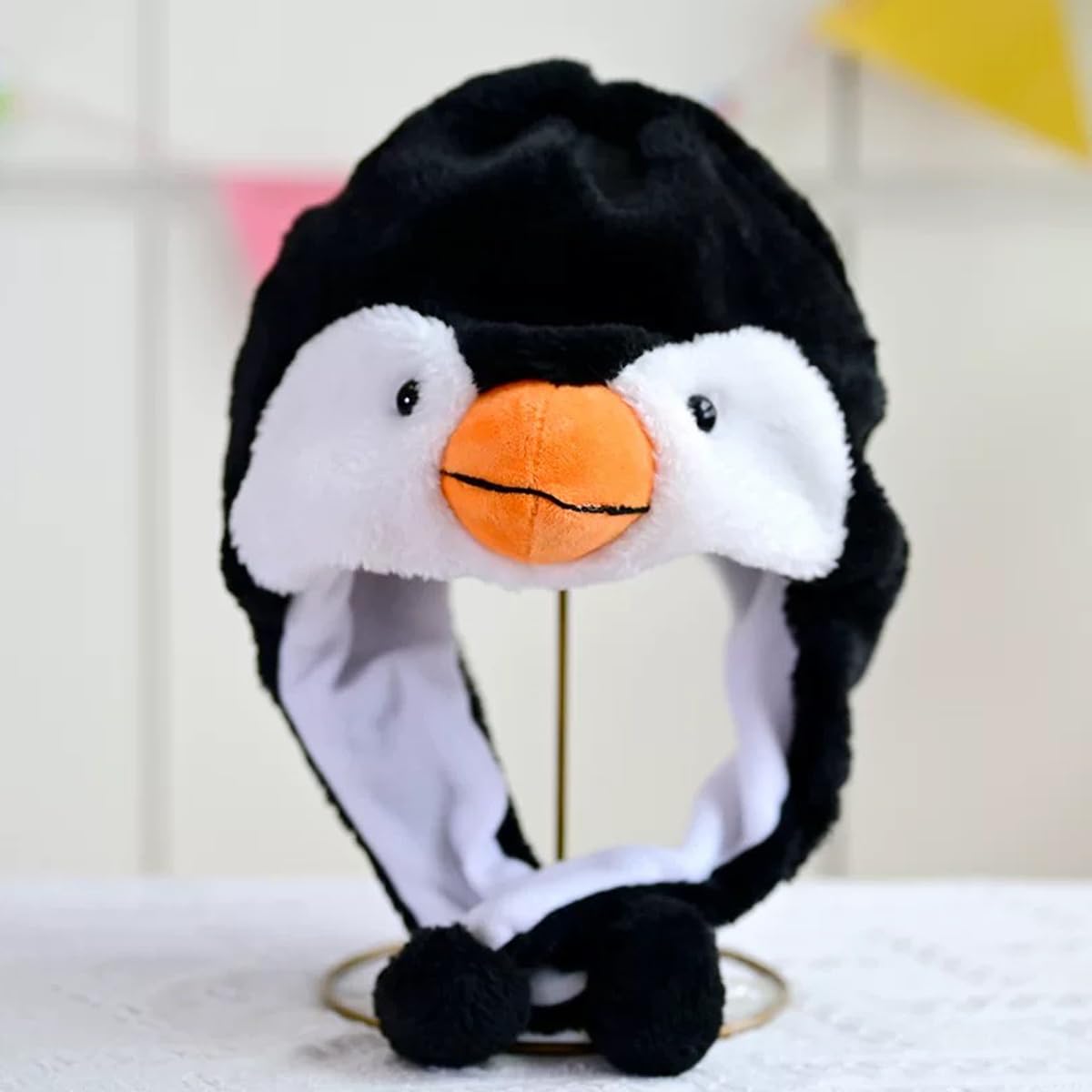 Audaisyly Funny Plush Animal Hat – Penguin Fleece Ear Flap Hat for Kids & Adults