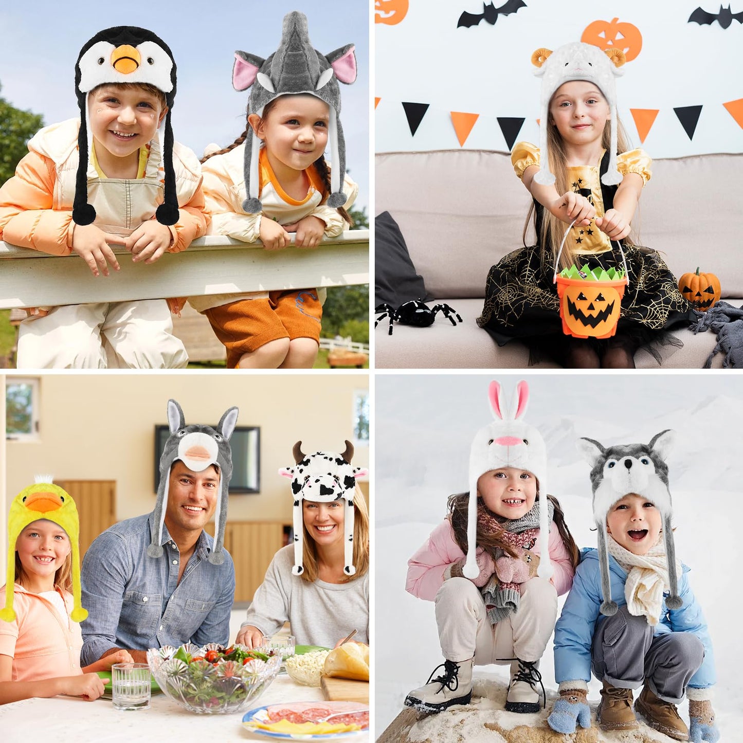 Audaisyly Funny Plush Animal Hat – Penguin Fleece Ear Flap Hat for Kids & Adults