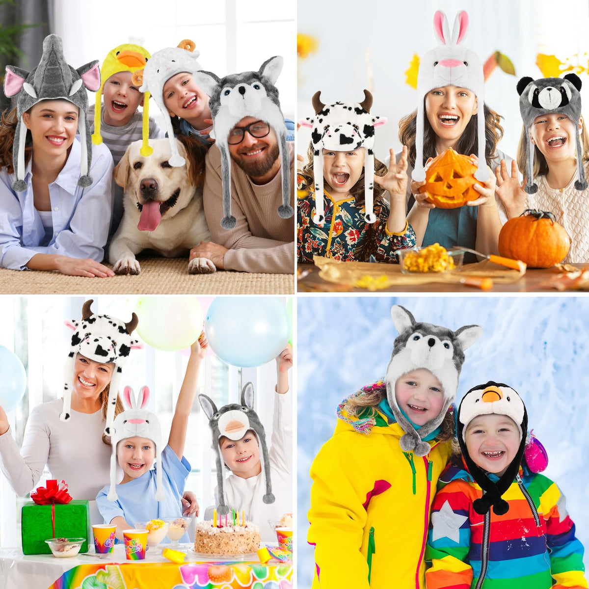 Audaisyly Funny Plush Animal Hat – Penguin Fleece Ear Flap Hat for Kids & Adults