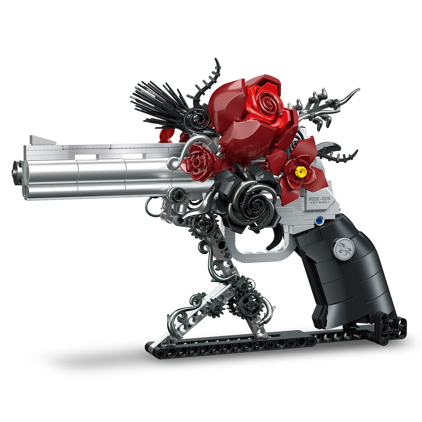 Audaxly Gothic Rose Revolver Building Kit – Dark Romantic Bricks Art