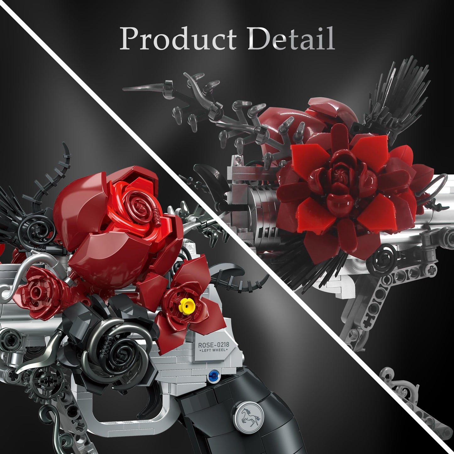 Audaxly Gothic Rose Revolver Building Kit – Dark Romantic Bricks Art