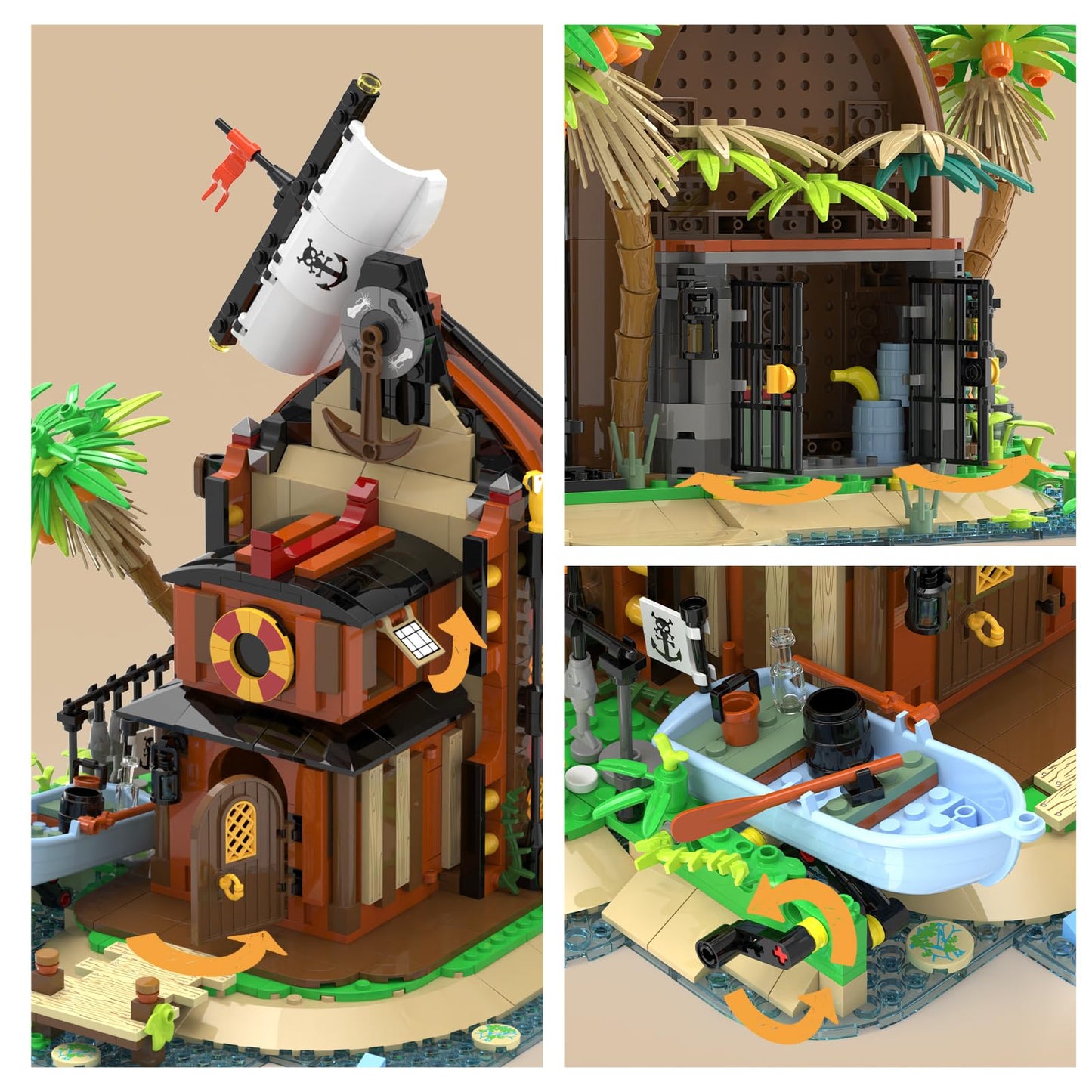 Audaxly Pirate Shipwreck Building Set — Pirate Ship House Kit with Boat, Tavern & Treasure