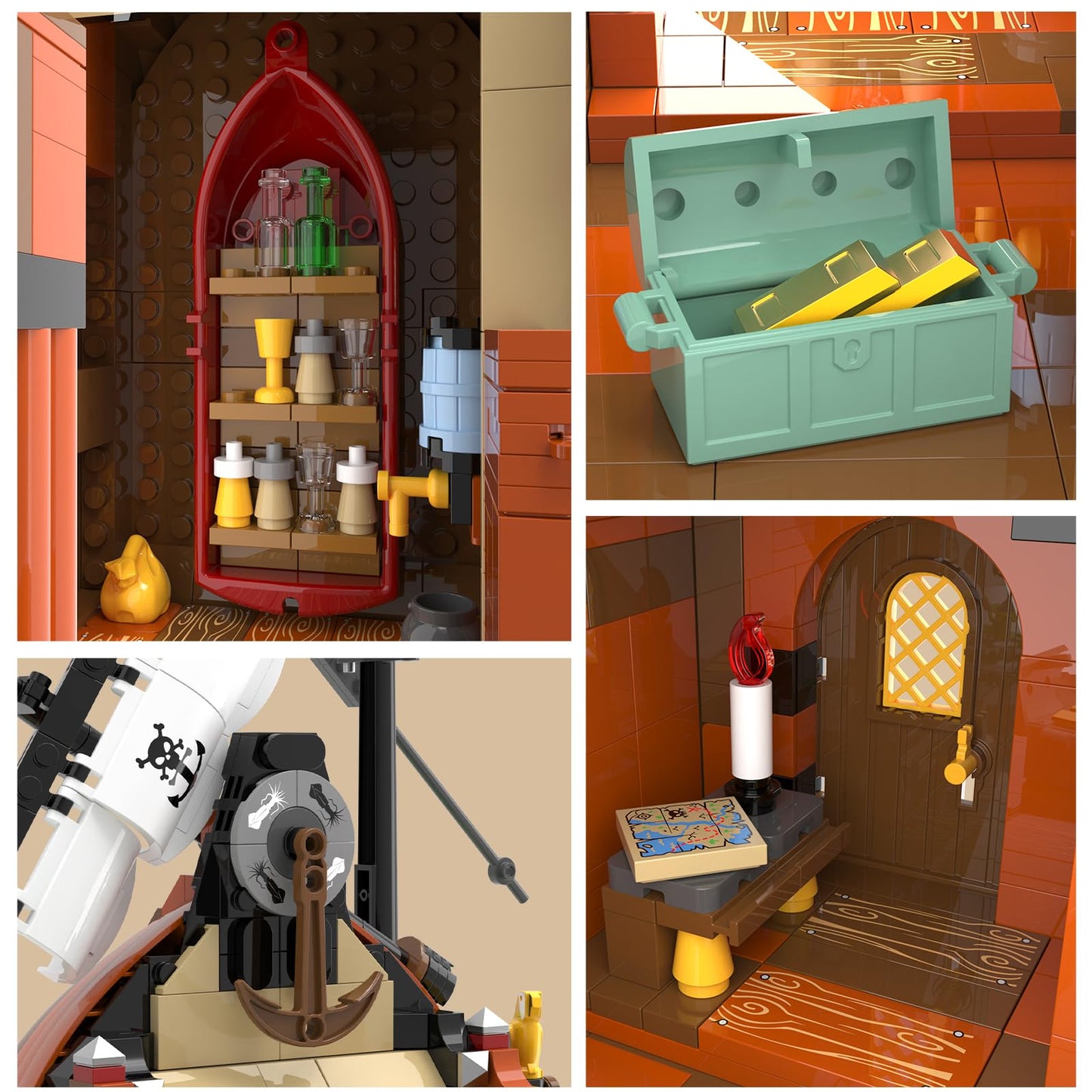 Audaxly Pirate Shipwreck Building Set — Pirate Ship House Kit with Boat, Tavern & Treasure