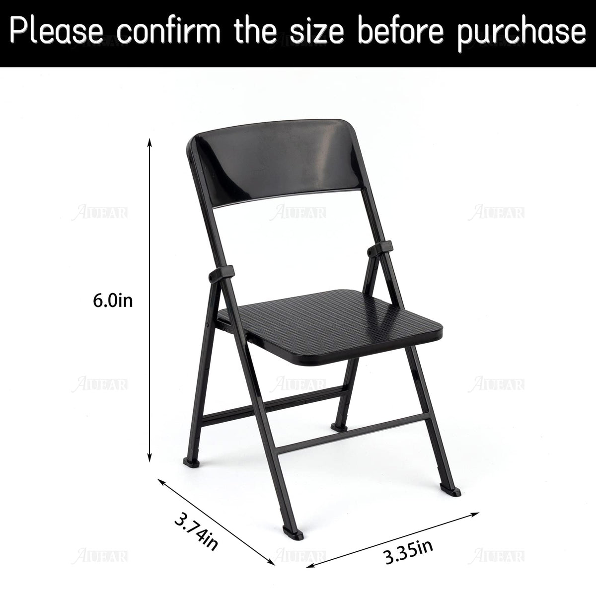 AUEAR 12in Plastic Mini Foldable Chair – 1/6 Scale Doll Furniture, Black