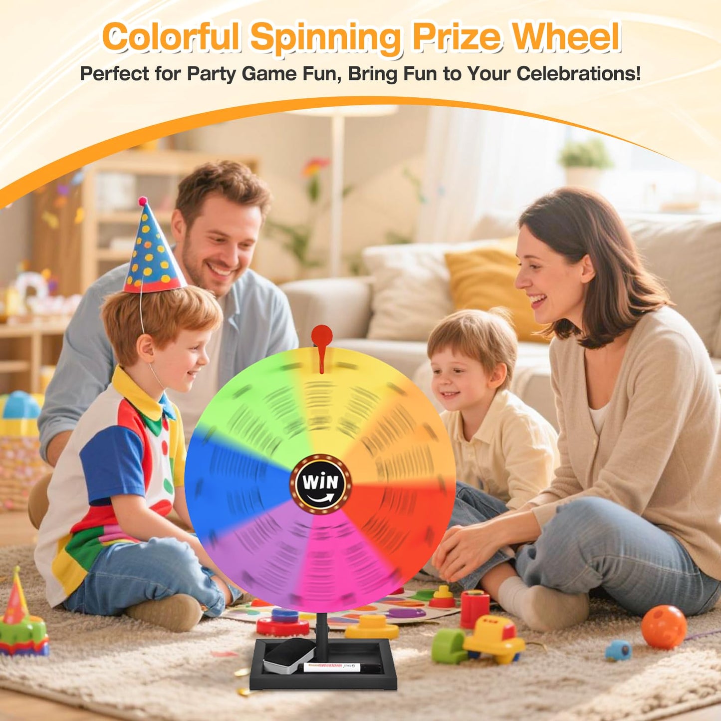 AugFir 18-Inch Tabletop Prize Wheel with Stand & Storage Base – 14 Customizable Color Sections
