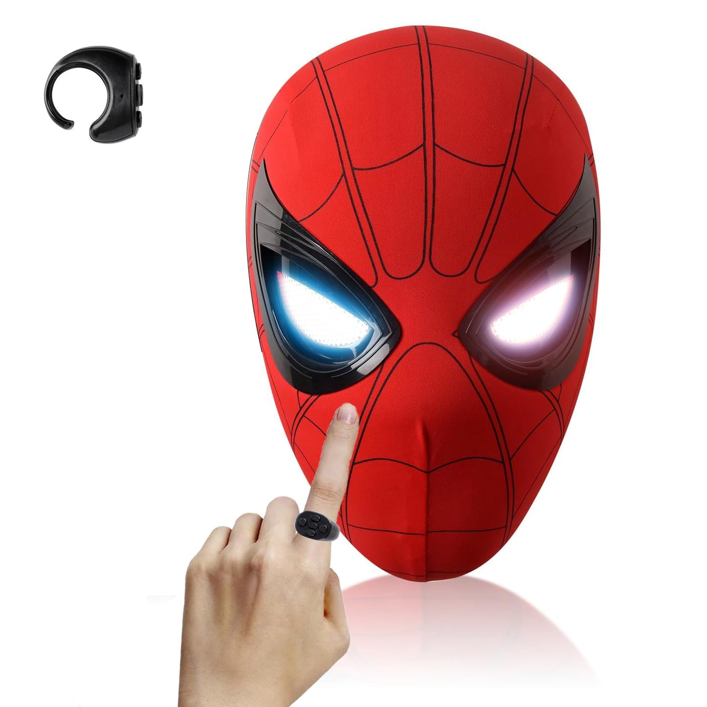 AUGMAXI Electric Spider Mask – Moving Eyes, LED Lights, Remote Control