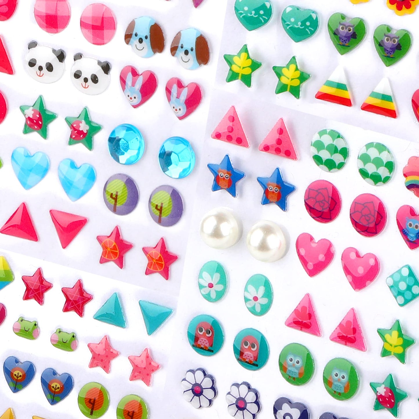 AUGSUN 240-Piece Sticker Earrings: 3D Gems Self-Adhesive Glitter Stickers (Style A)