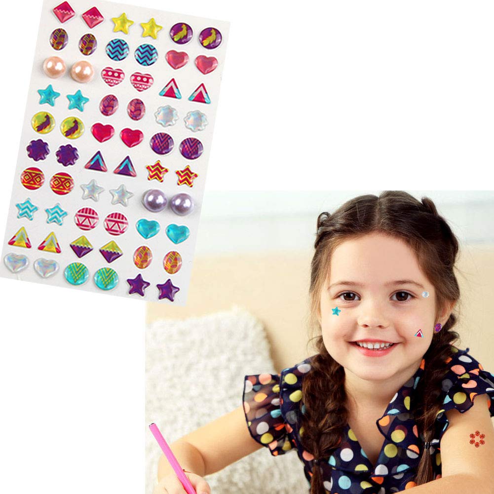 AUGSUN 240-Piece Sticker Earrings – 3D Glitter Gem Self-Adhesive Jewelry