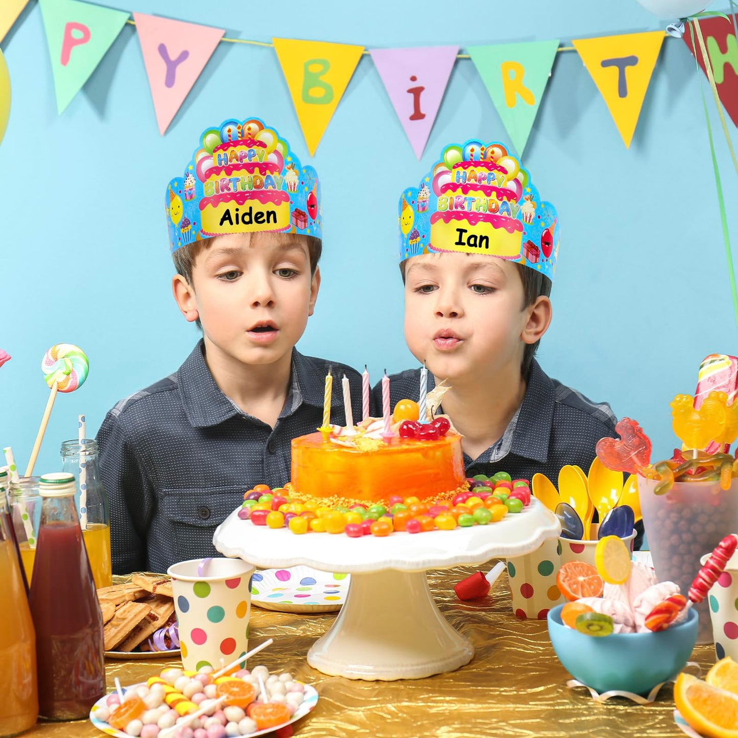 AUGTHEEP 36-Kid Birthday Crowns Pack – Colorful Classroom Party Hats