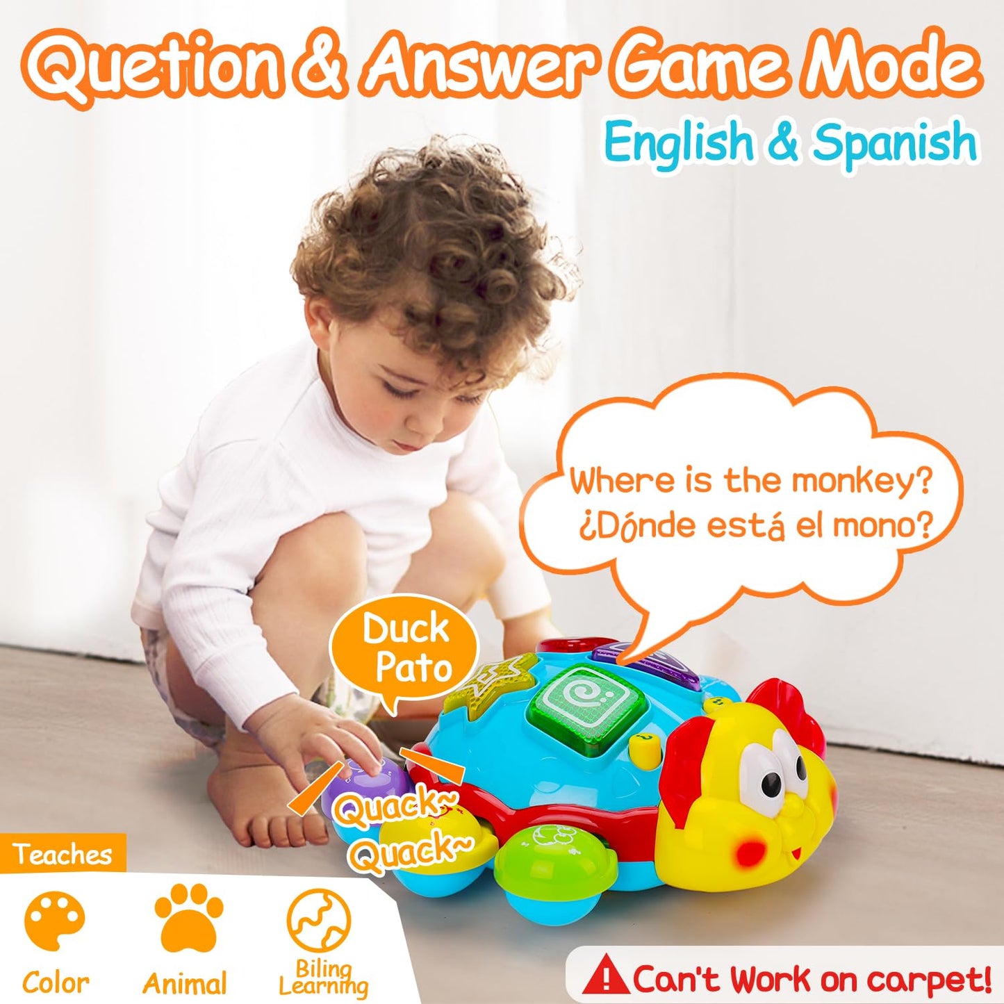 AugToy Baby Crawling Toy 6-12 Months — Musical Light-Up Tummy Time, Bilingual Learning Gift