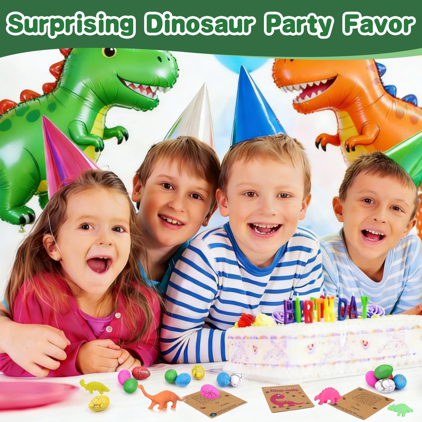 AugToy Valentines Day Gifts for Kids – 30 Pack Hatching Dinosaur Egg Cards