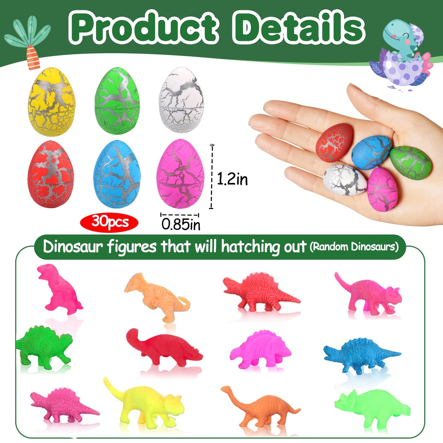 AugToy Valentines Day Gifts for Kids – 30 Pack Hatching Dinosaur Egg Cards