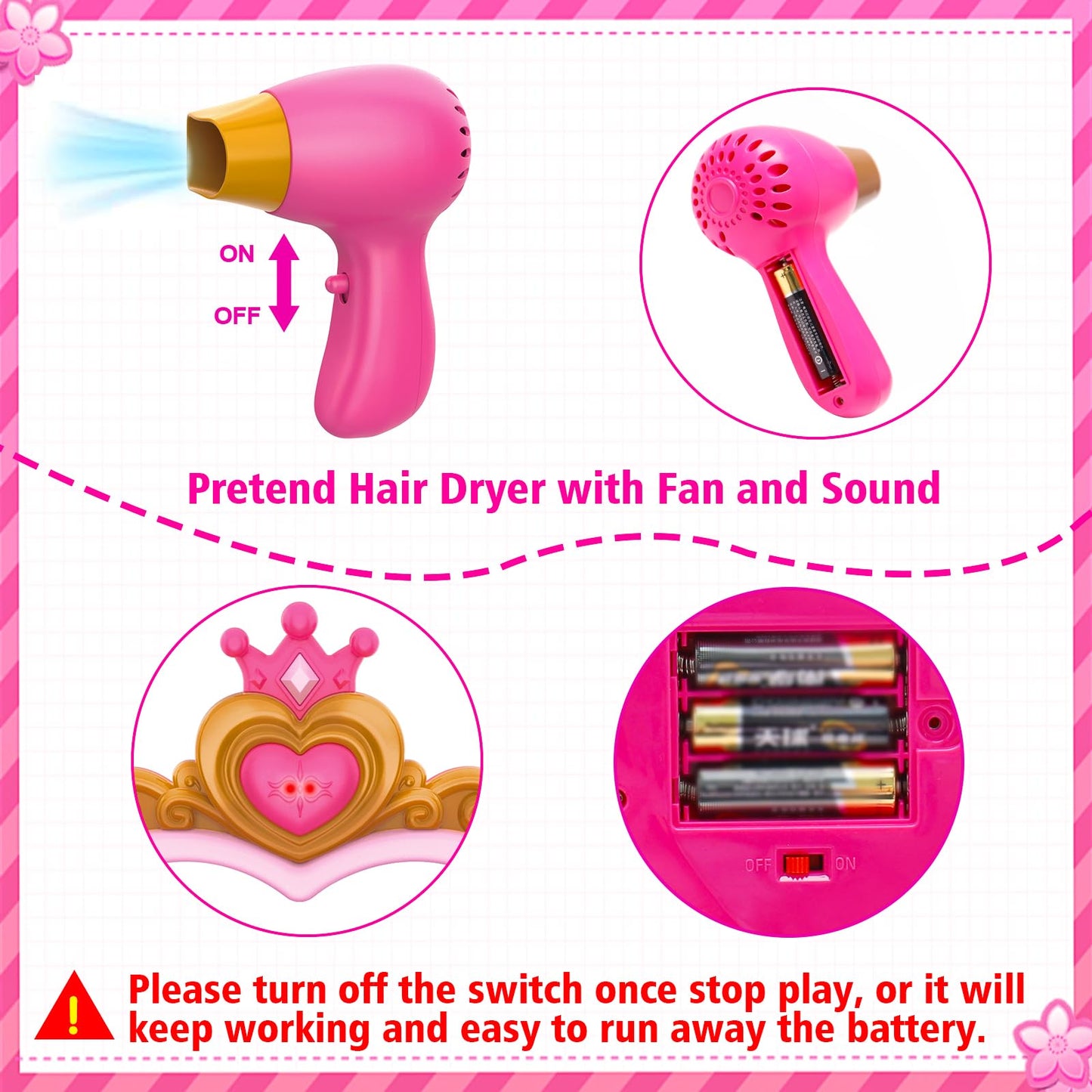 AugToy Toddler Vanity Set with Magic Mirror – Pink Table & Chair for 2-5 Year Old Girls