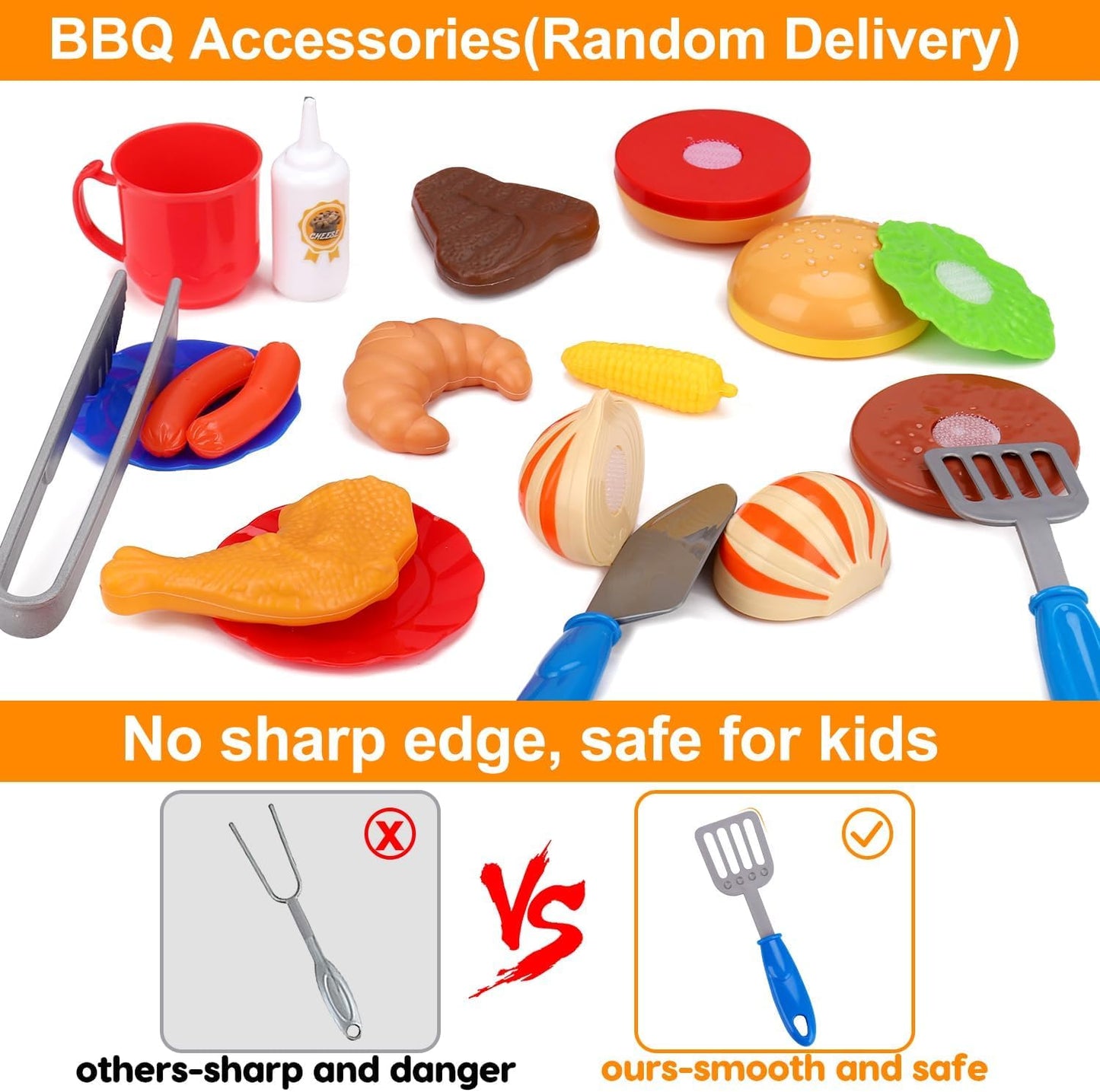 AugToy Kids Grill Play Food with Smoke – Lights & Sound BBQ Toy for 2-6 Year Olds