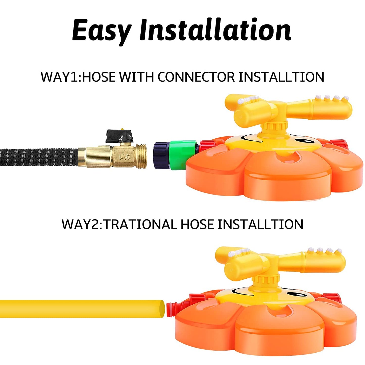 AugToy Water Sprinkler for Kids – Rotating Nozzles, Outdoor Garden Hose Toy for Ages 3-8