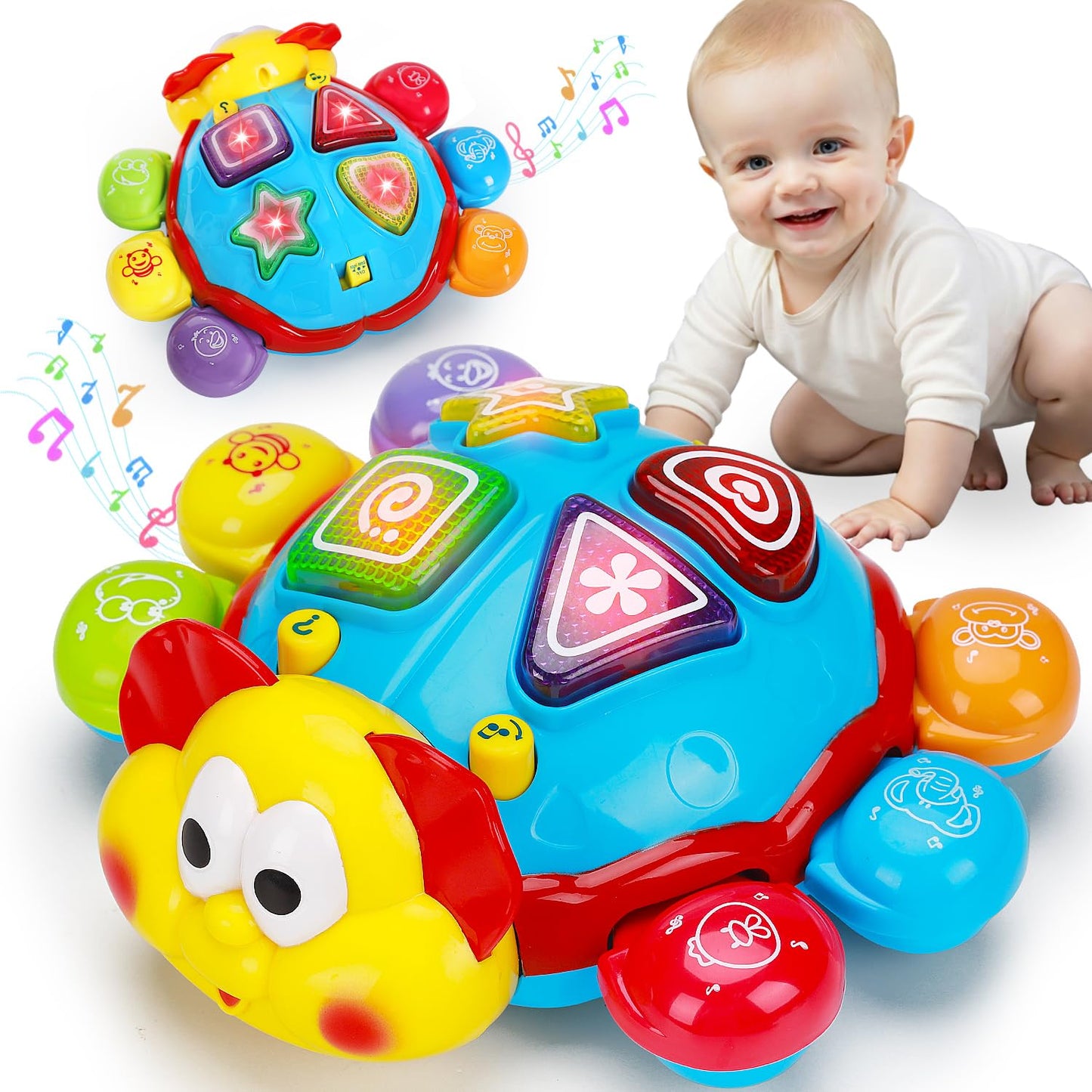 AugToy Baby Crawling Toy 6-12 Months — Musical Light-Up Tummy Time, Bilingual Learning Gift