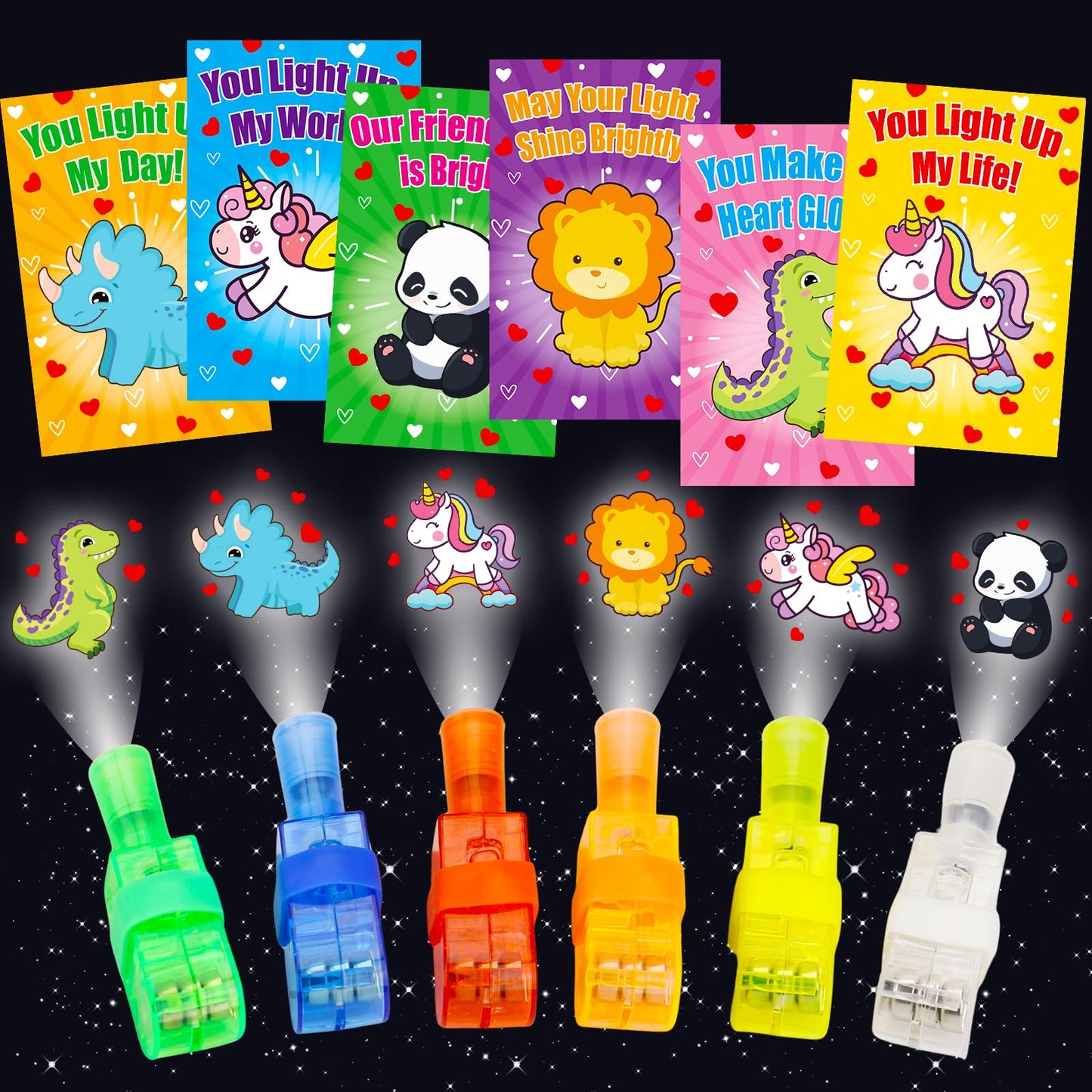 AugToy 28-Piece LED Finger Lights for Valentines | Classroom Gifts
