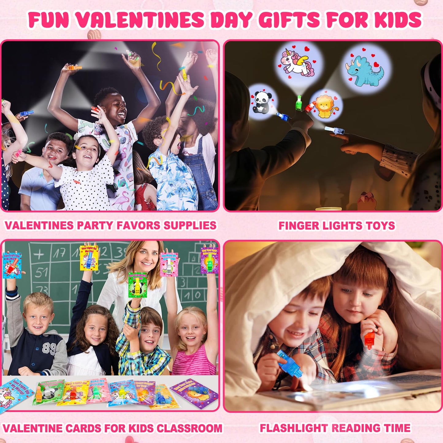 AugToy 28-Piece LED Finger Lights for Valentines | Classroom Gifts