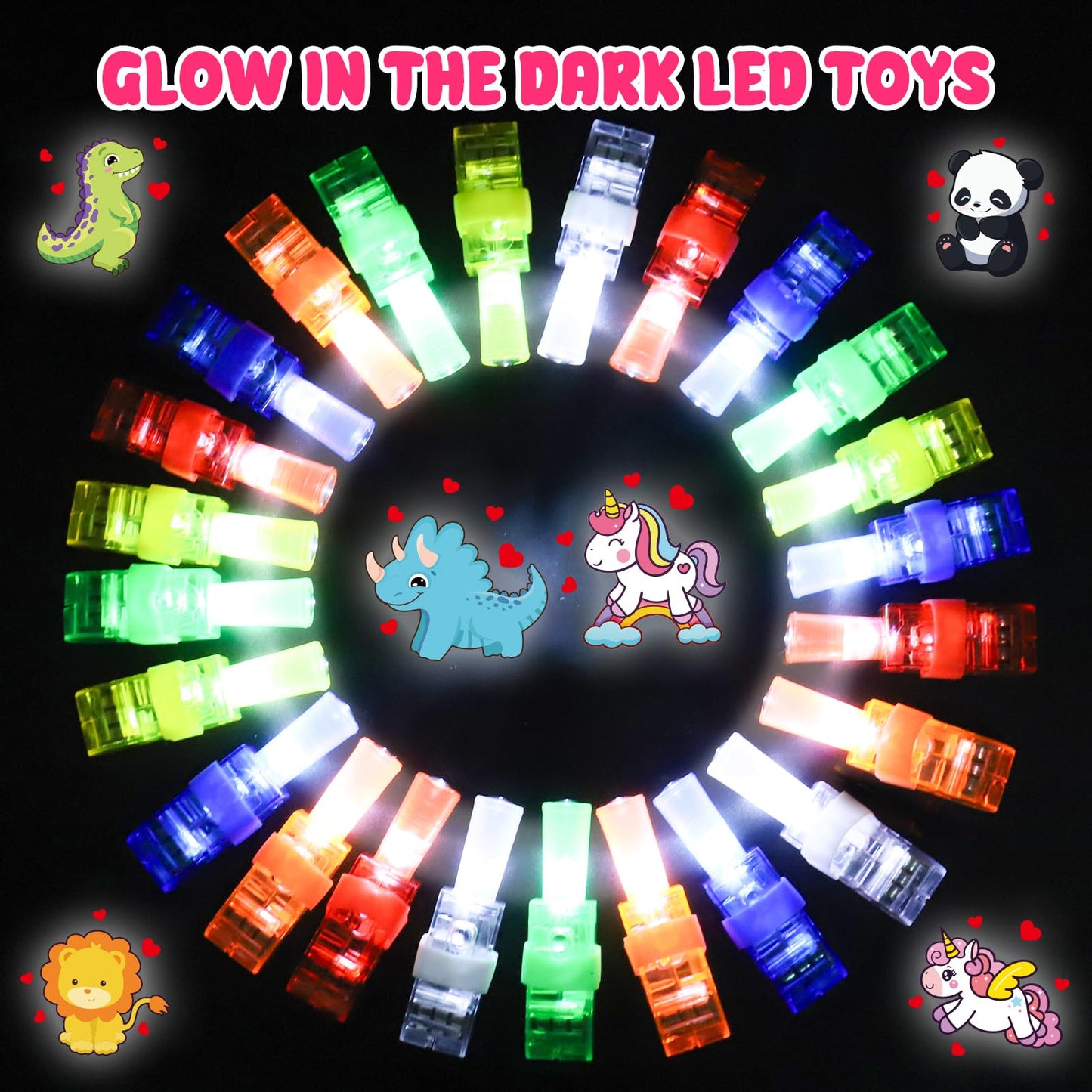 AugToy 28-Piece LED Finger Lights for Valentines | Classroom Gifts