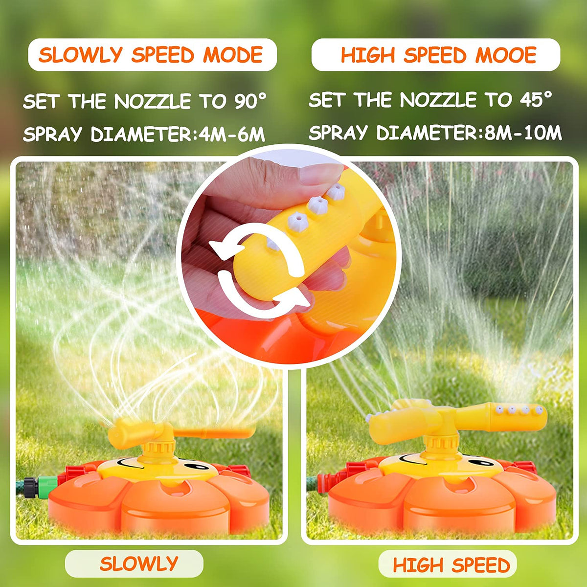 AugToy Water Sprinkler for Kids – Rotating Nozzles, Outdoor Garden Hose Toy for Ages 3-8