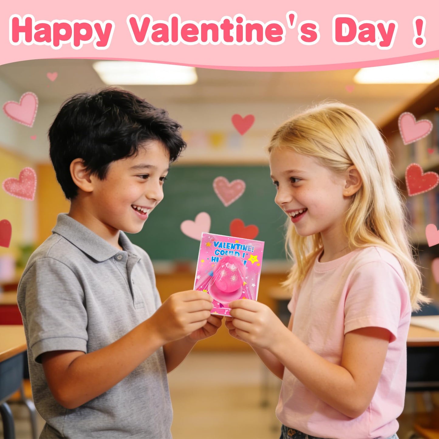 AugToy 24-Pack Valentines Day Fidget Stress Balls for Kids – Classroom Gift Exchange & Party Favors