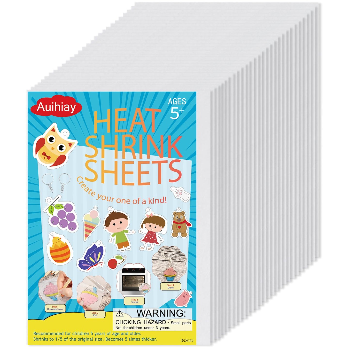 Auihiay 25 Pcs Shrink Plastic Sheets – 7.9 x 5.7 in for Shrinky Art, Keychains & Ornaments