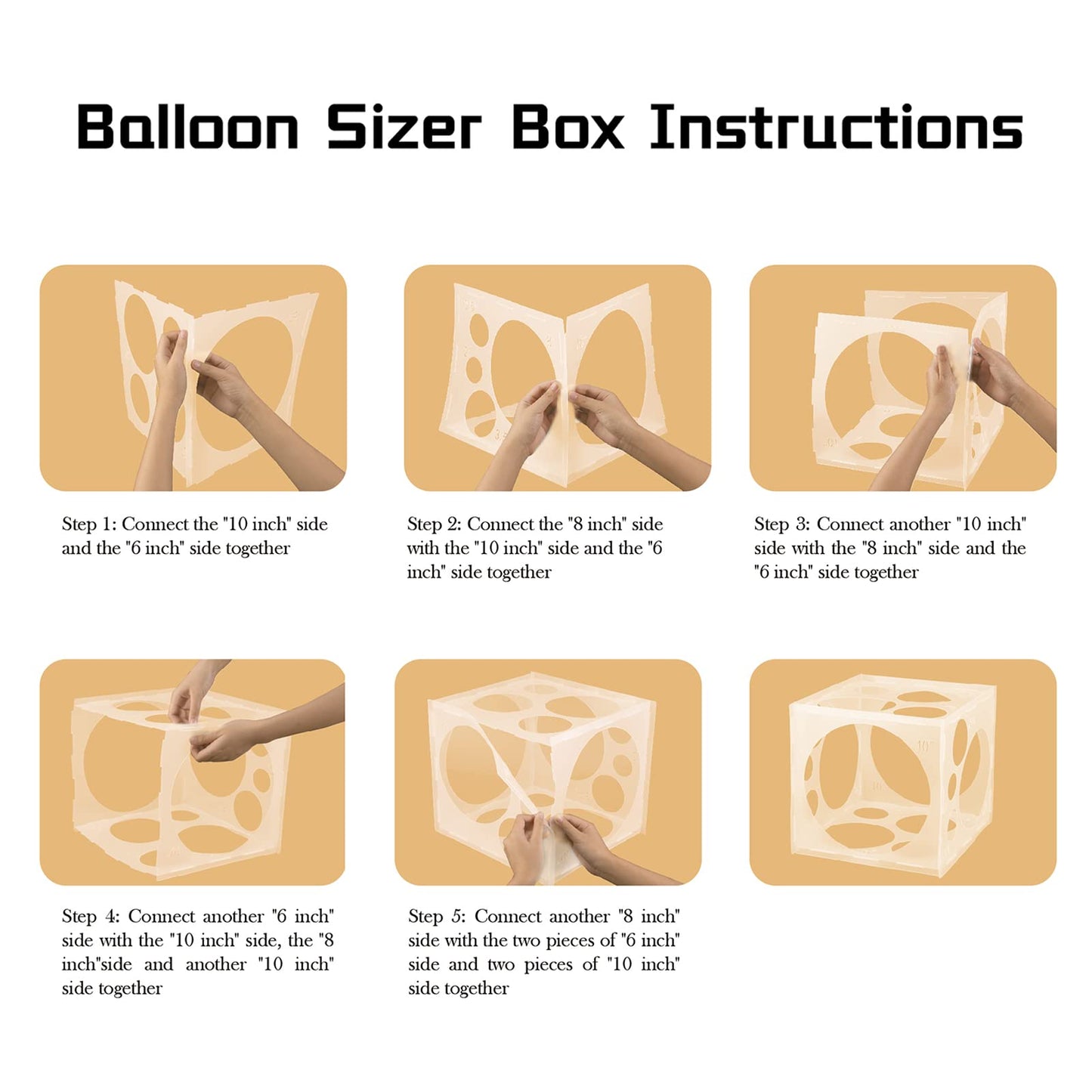 Auihiay 18-Holes Balloon Sizer Box Cube – Collapsible 2-10 Inch Balloon Size Measurement Tool for Garland, Arch & Columns