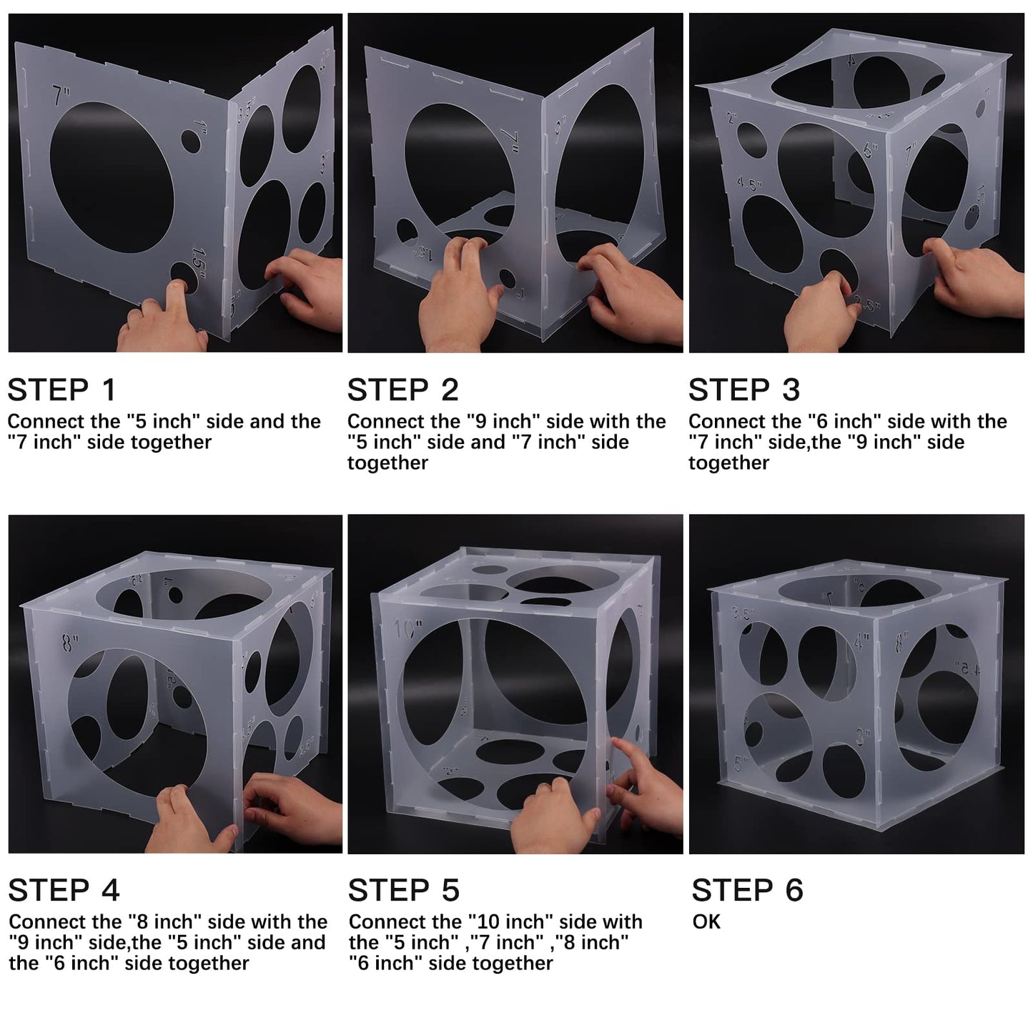 Auihiay 14 Holes Balloon Sizer Cube – 1–10 Inch Balloon Size Tool for Arches & Columns