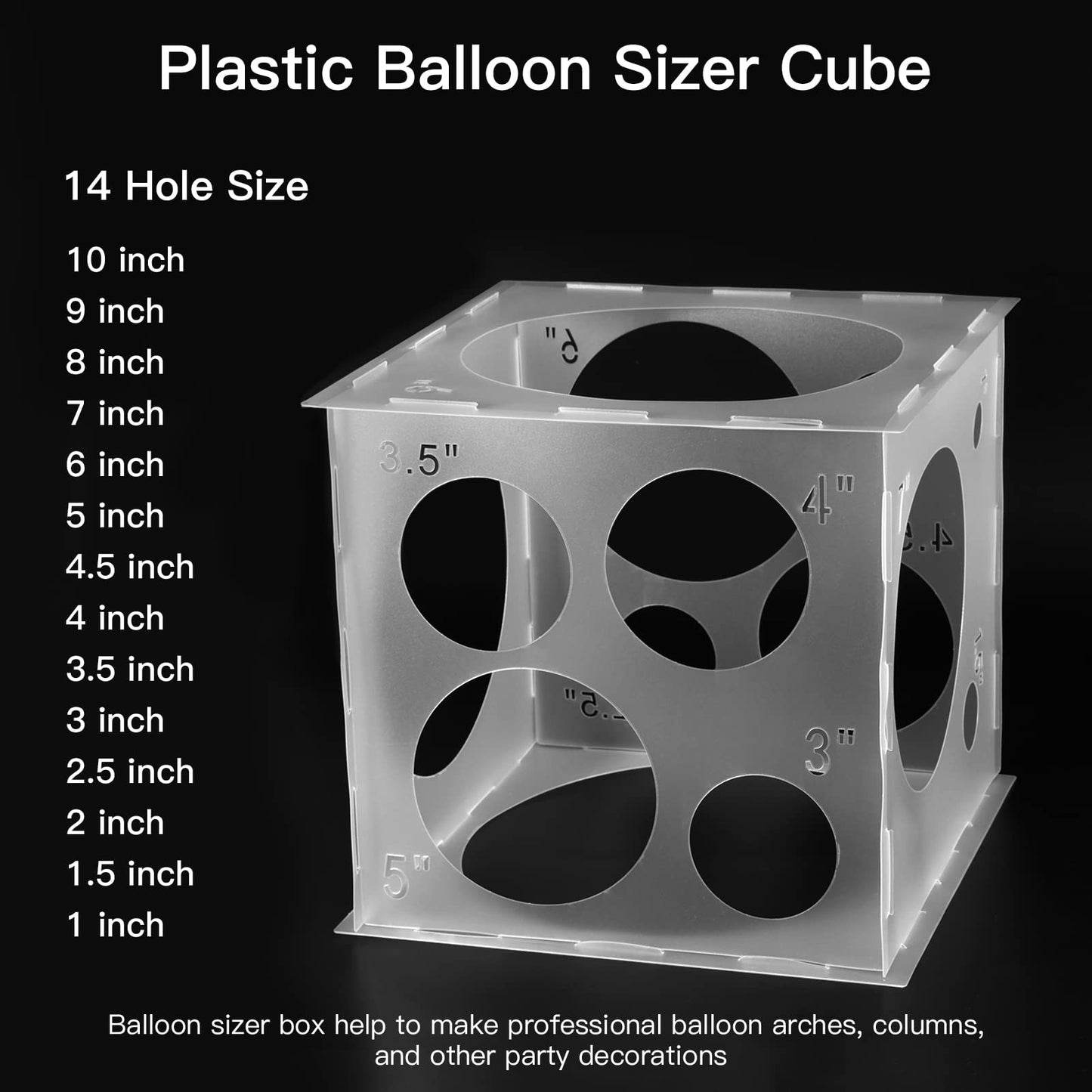 Auihiay 14 Holes Balloon Sizer Cube – 1–10 Inch Balloon Size Tool for Arches & Columns